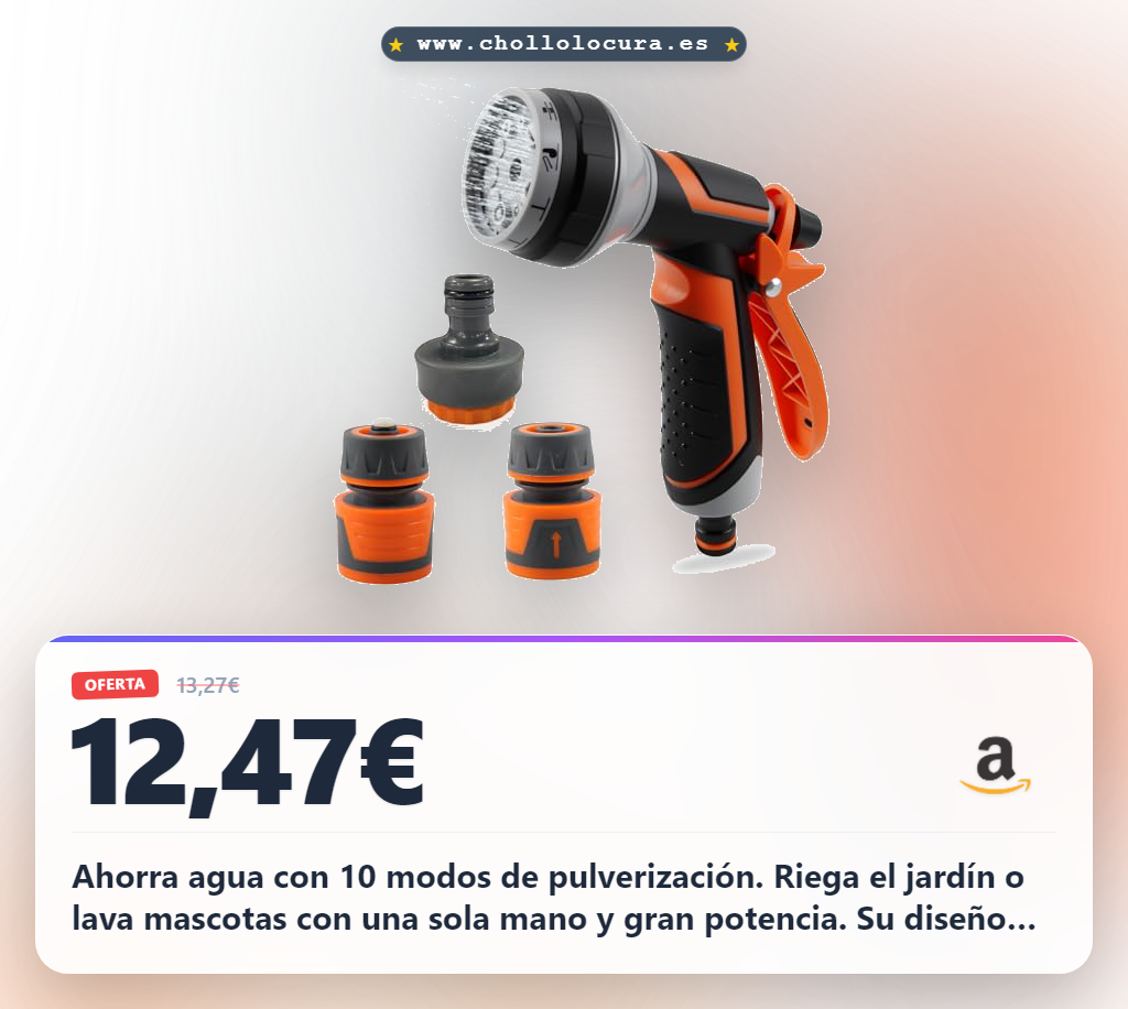 Aprovecha la pistola manguera jardín de alta presión con 10 modos para riego y lavado de mascotas al mejor precio