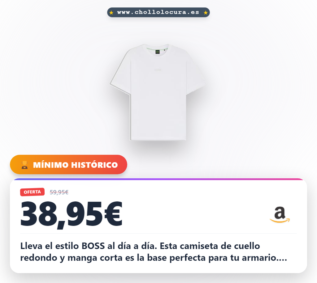 Aprovecha la camiseta BOSS hombre manga corta cuello redondo para uso diario al mejor precio de oferta