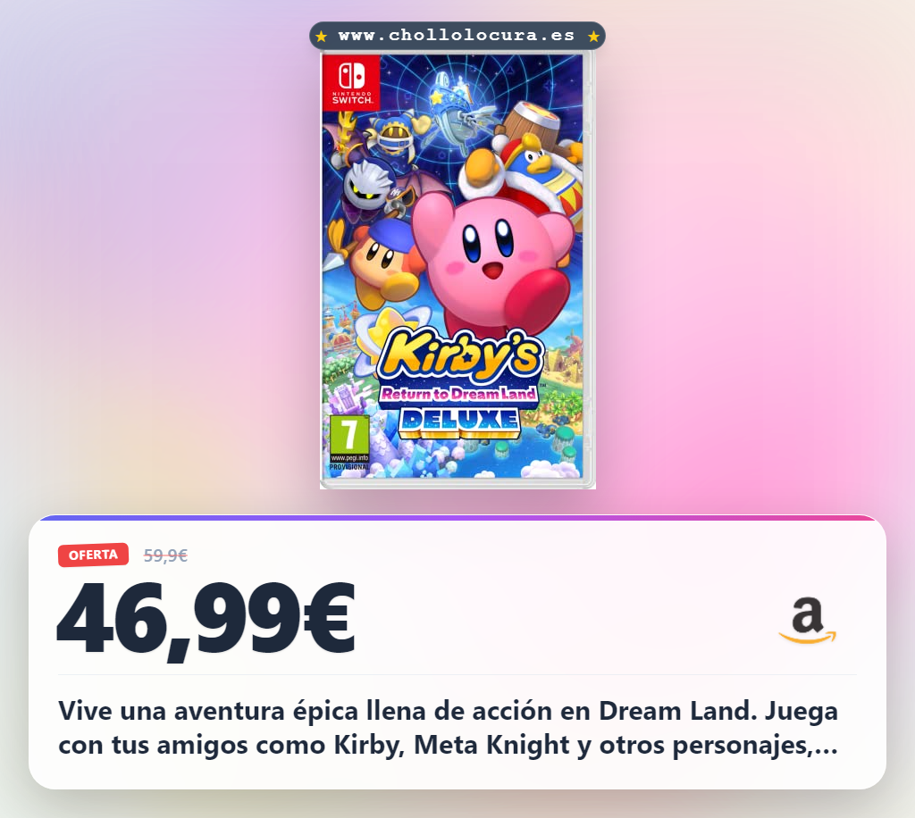 Aprovecha Kirby's Return to Dreamland Deluxe para Nintendo Switch: aventura multijugador y acción al mejor precio