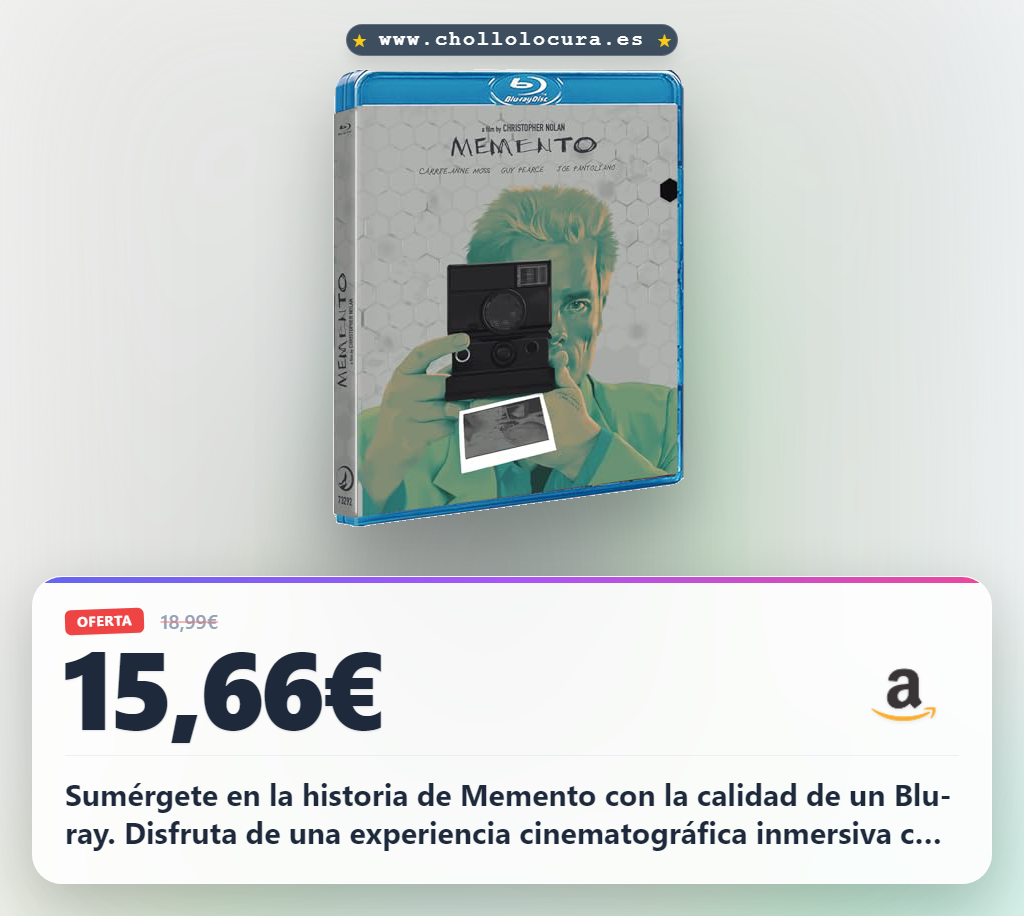 Aprovecha la película Memento Edición en formato Bluray en oferta histórica al mejor precio