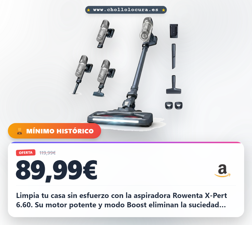 Aprovecha la aspiradora sin cable Rowenta X-Pert 6.60 con modo Boost y potente motor al mejor precio