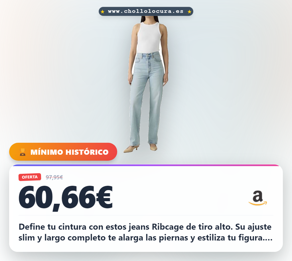 Logra el ajuste perfecto con los jeans Ribcage Levi's de tiro alto y corte slim para definir tu figura al mejor precio en oferta