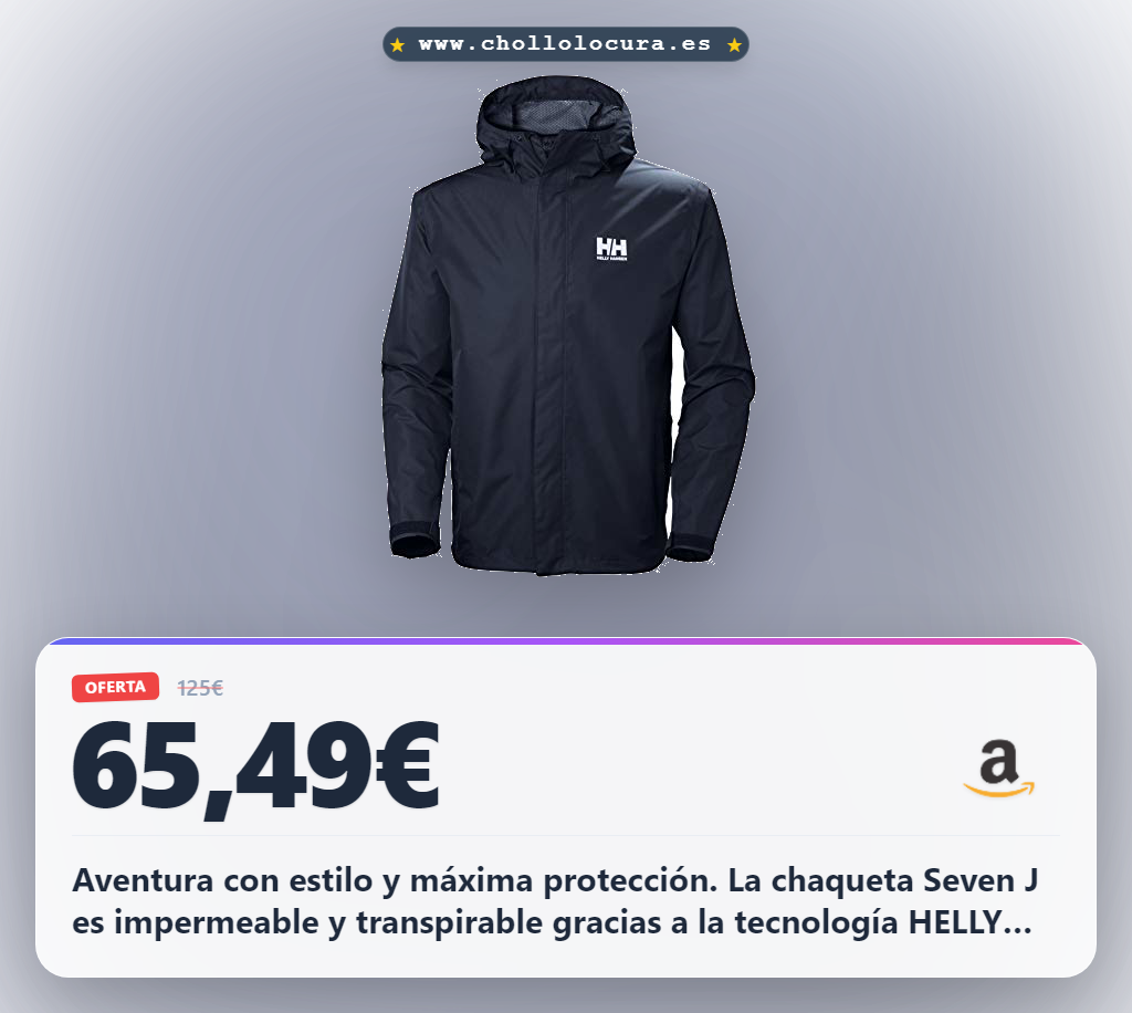 Aprovecha la chaqueta Seven J impermeable con tecnología HELLY TECH para senderismo en oferta histórica