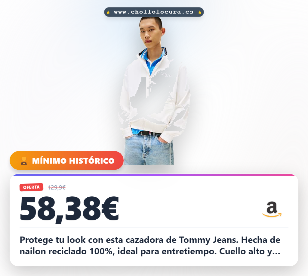 Protege tu look con esta cazadora de Tommy Jeans. Hecha de nailon reciclado 100%, ideal para entretiempo. Cuello alto y dos bolsillos para máxima comodidad. Diseño atemporal que combina con cualquier look. Tallas disponibles: M. Luce cómodo y estilo urbano inspirado en los 90.