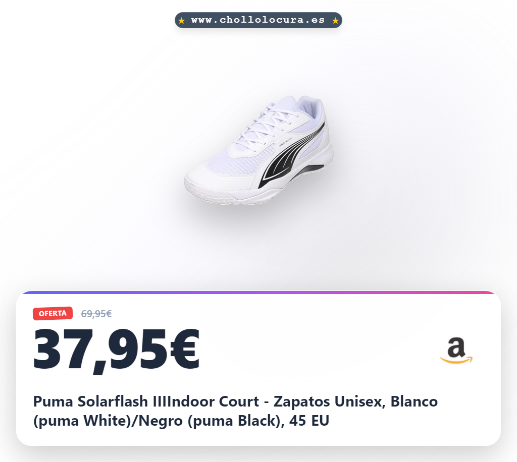 Puma Solarflash IIIIndoor Court - Zapatos Unisex, Blanco (puma White)/Negro (puma Black), 45 EU