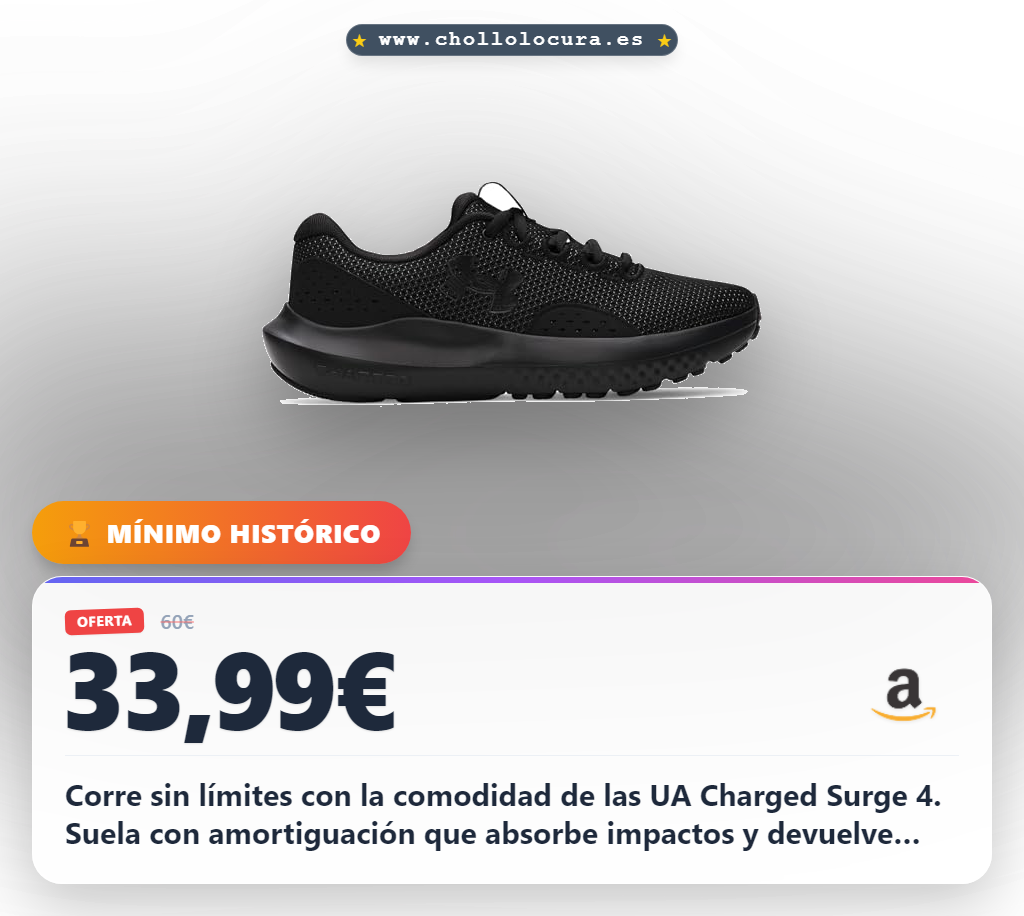 Aprovecha las zapatillas Under Armour Charged Surge 4 para correr mujer con amortiguación y transpirabilidad