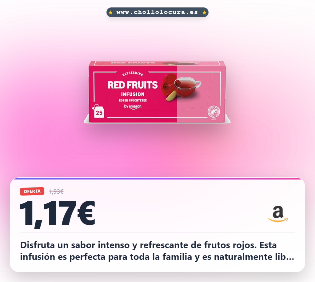 Disfruta la infusión de frutos rojos y manzana para toda la familia. Bolsas de doble cámara a precio de chollo.