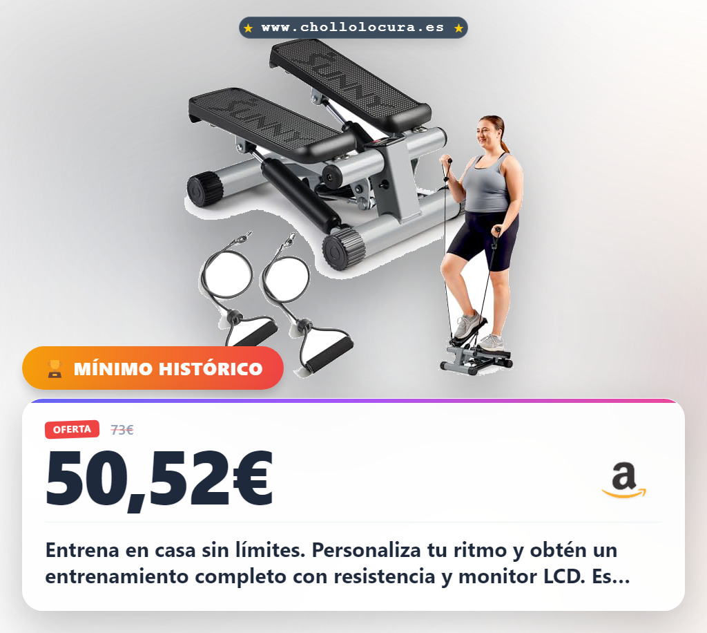 Consigue el Mini Stepper Sunny portátil con monitor LCD y bandas de resistencia para un entrenamiento eficaz al mejor precio