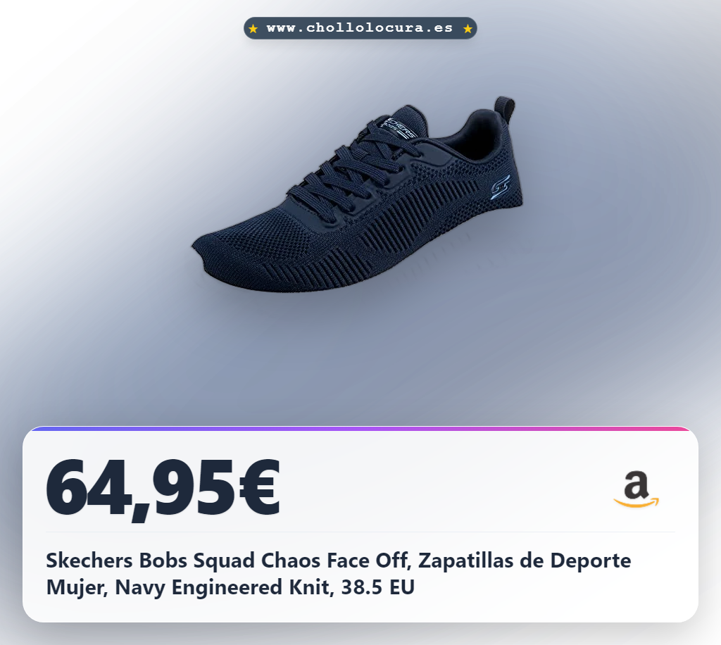 Skechers Bobs Squad Chaos Face Off, Zapatillas de Deporte Mujer, Navy Engineered Knit, 38.5 EU