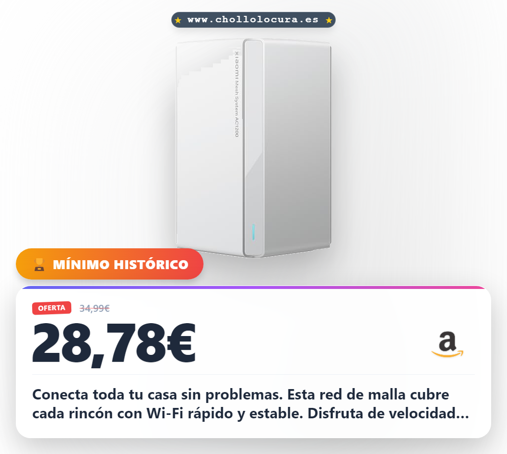 Obtén el sistema Xiaomi Mesh AC1200 blanco con cobertura total y velocidad de 1200 Mbps a precio de chollo