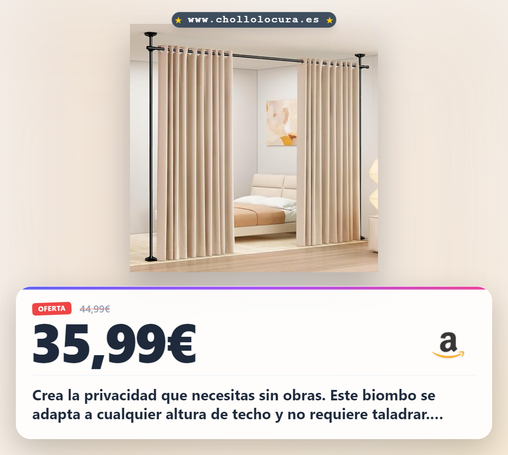 Logra separar ambientes con el biombo WELDUN de 227 cm, sin taladrar, a precio de chollo
