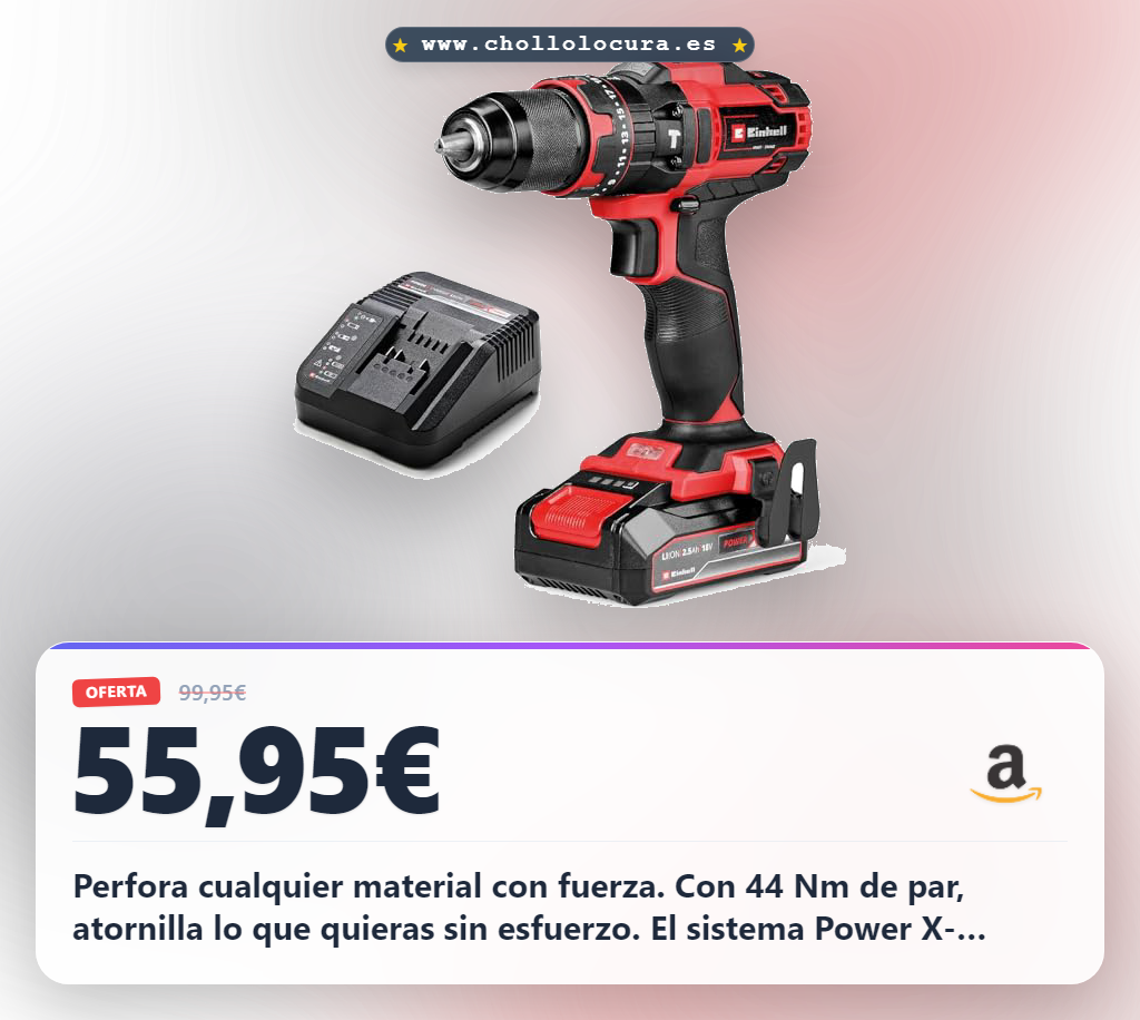 Logra el taladro percutor Einhell TE-CD 18/44 Li-i Power X-Change con perforación por percusión al mejor precio del año.