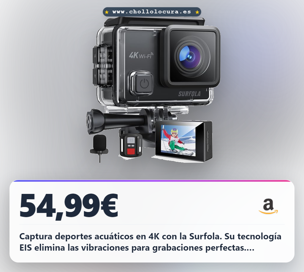 Consigue cámara deportiva 4K WiFi con casco SF230 para buceo y surf en oferta histórica