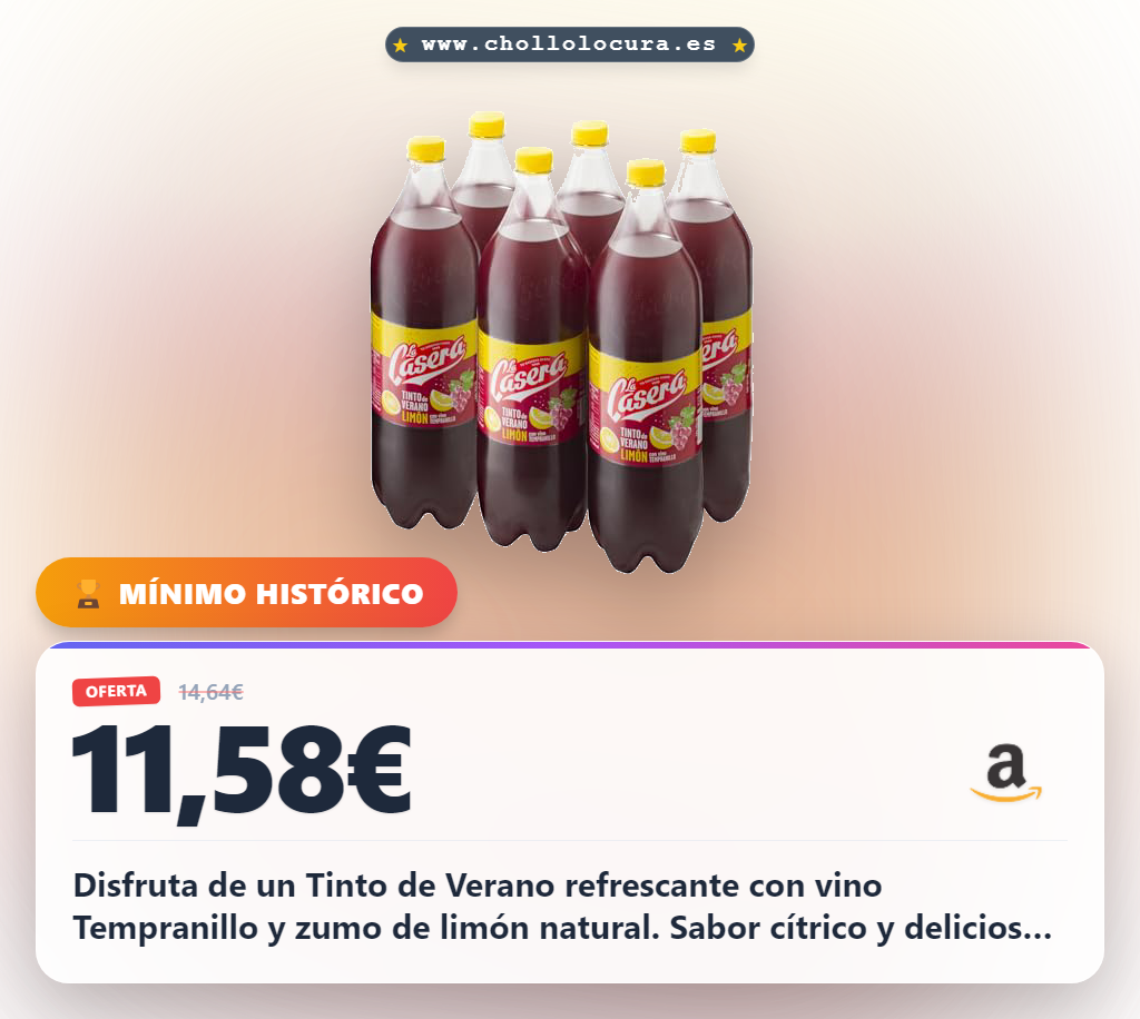 Aprovecha el Tinto de Verano Tempranillo y limón en oferta: disfruta de sabor refrescante y cítrico