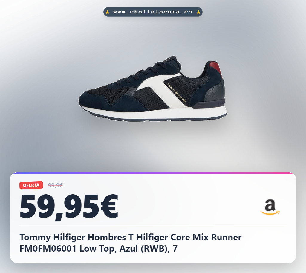 Tommy Hilfiger Hombres T Hilfiger Core Mix Runner FM0FM06001 Low Top, Azul (RWB), 7