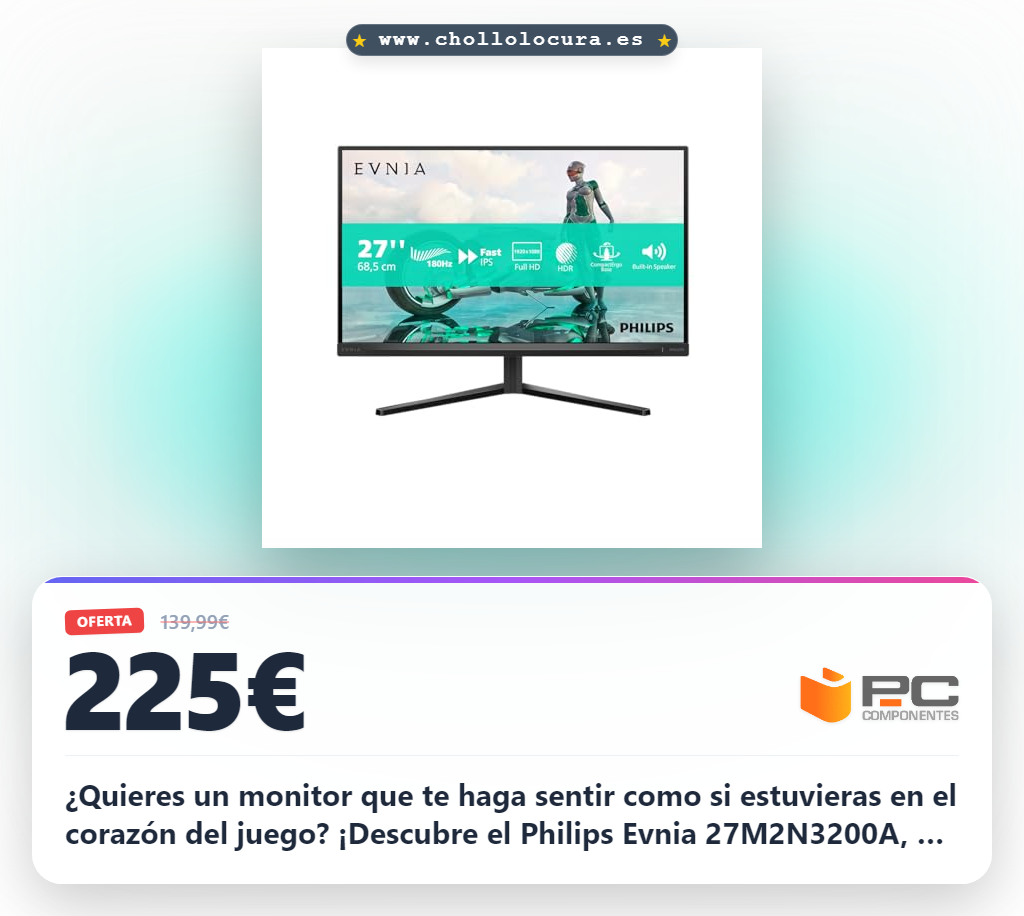 Philips Evnia 27M2N3200A - Monitor FHD de 27 Pulgadas, 180 Hz, 1 ms, FreeSync Prem., Comp. G-Sync, HDR10, Ajuste de Altura. (1920x1080, DisplayPort, HDMI) Negro/Gris