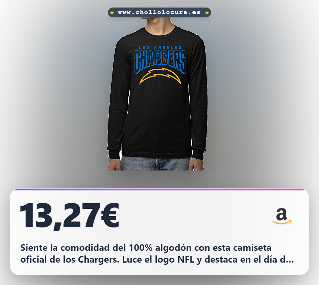 Obtén la camiseta oficial NFL Los Angeles Chargers de manga larga en oferta histórica