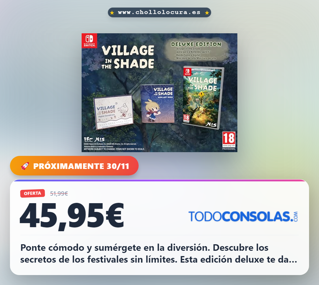 Aprovecha Village In The Shade Deluxe Edition para Nintendo Switch y disfruta de festivales y secretos exclusivos