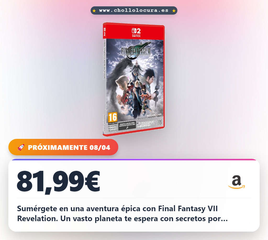 Disfruta Final Fantasy VII Revelation para Nintendo Switch. Un basto planeta aguarda, a precio de chollo en oferta histórica.