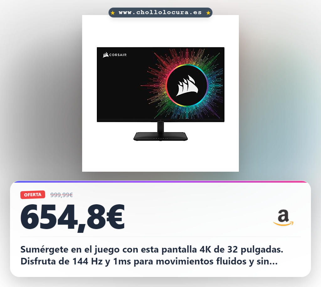 Consigue el monitor gaming Corsair XENEON 32UHD144-A 4K 144Hz IPS con FreeSync Premium al mejor precio