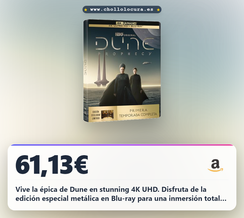 Consigue Dune La profecía Temporada 1 4K UHD Blu-ray Edición especial metálica a precio de chollo al mejor precio del año al instante.
