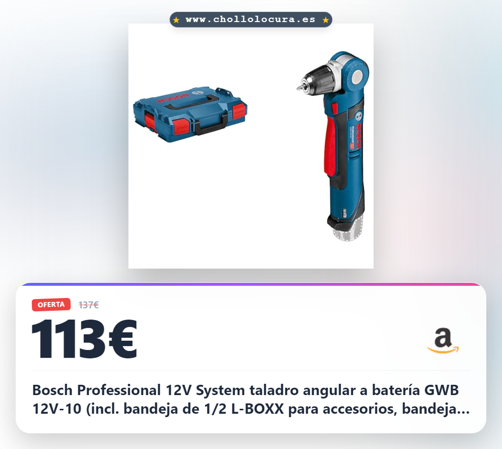 Bosch Professional 12V System taladro angular a batería GWB 12V-10 (incl. bandeja de 1/2 L-BOXX para accesorios, bandeja para L-BOXX, L-BOXX, sin batería/cargador)