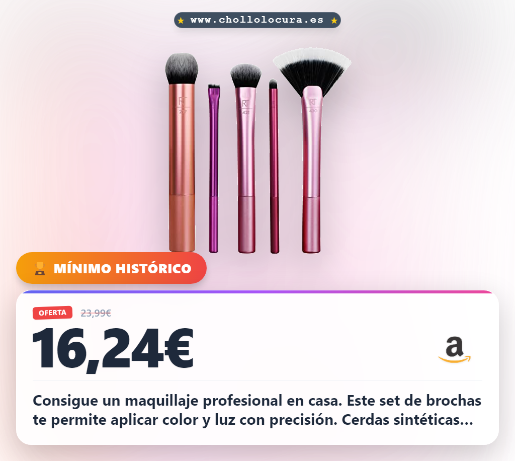 Consigue brochas para maquillaje facial REAL TECHNIQUES con cerdas UltraPlush y virulas de aluminio en oferta