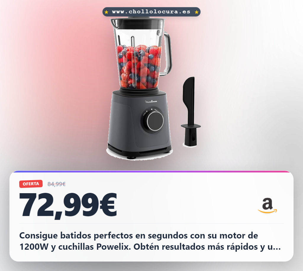 Aprovecha la batidora Moulinex PerfectMix Essential 1200W con cuchillas Powelix y fácil limpieza