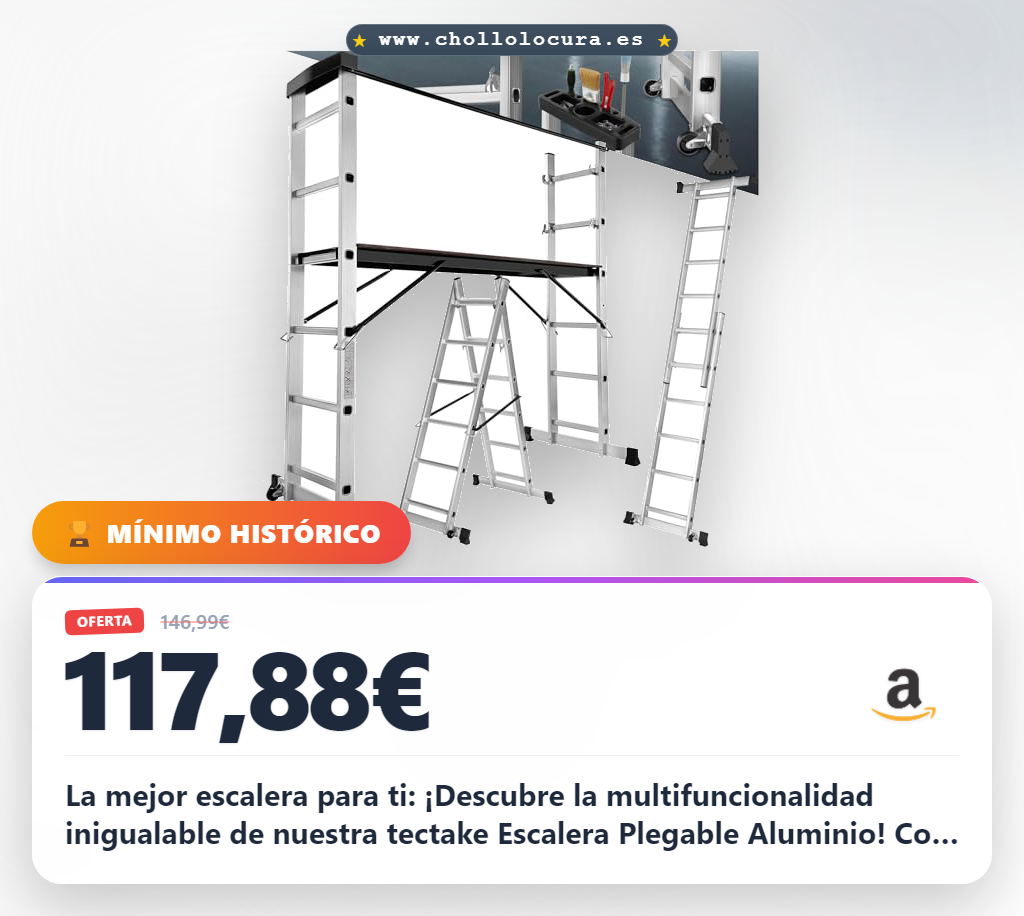 La Mejor Escalera Plegable Aluminio para Bricolaje y Construcción: 4 en 1, Carga Max. 150 kg, Ruedas y Estabilidad Avanzada