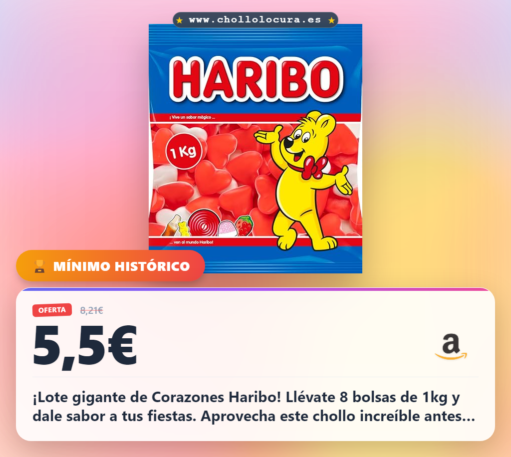 Ahorra con Haribo Corazones: 8 bolsas de 1kg de caramelo de goma al mejor precio del chollo