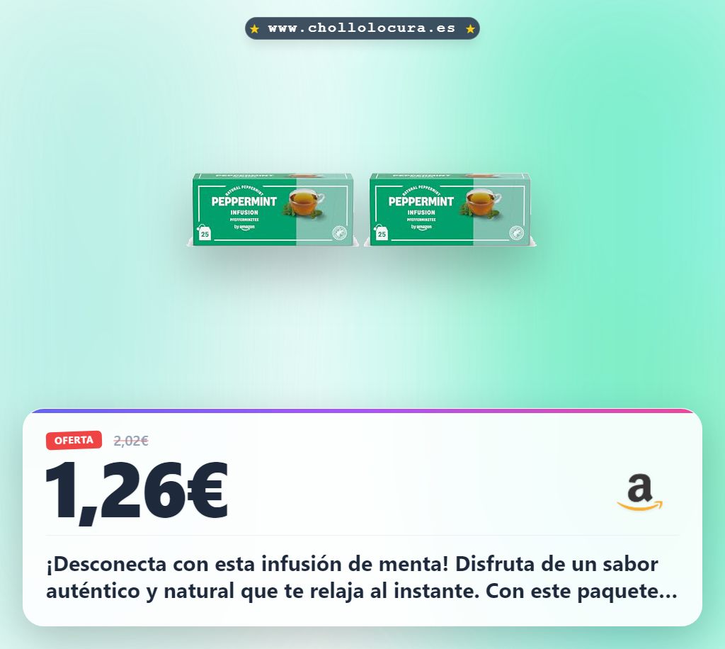 Aprovecha la infusión de menta By Amazon 25 bolsitas en oferta al mejor precio