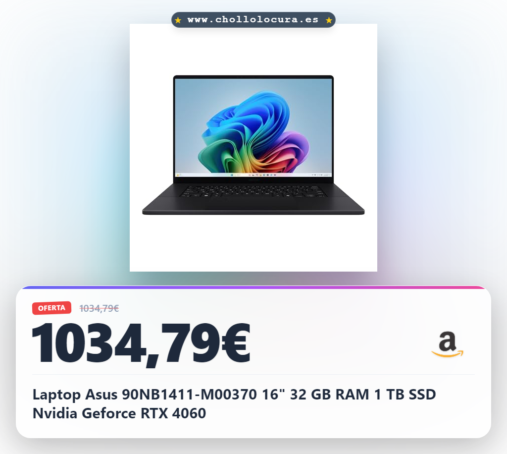 Laptop Asus 90NB1411-M00370 16" 32 GB RAM 1 TB SSD Nvidia Geforce RTX 4060