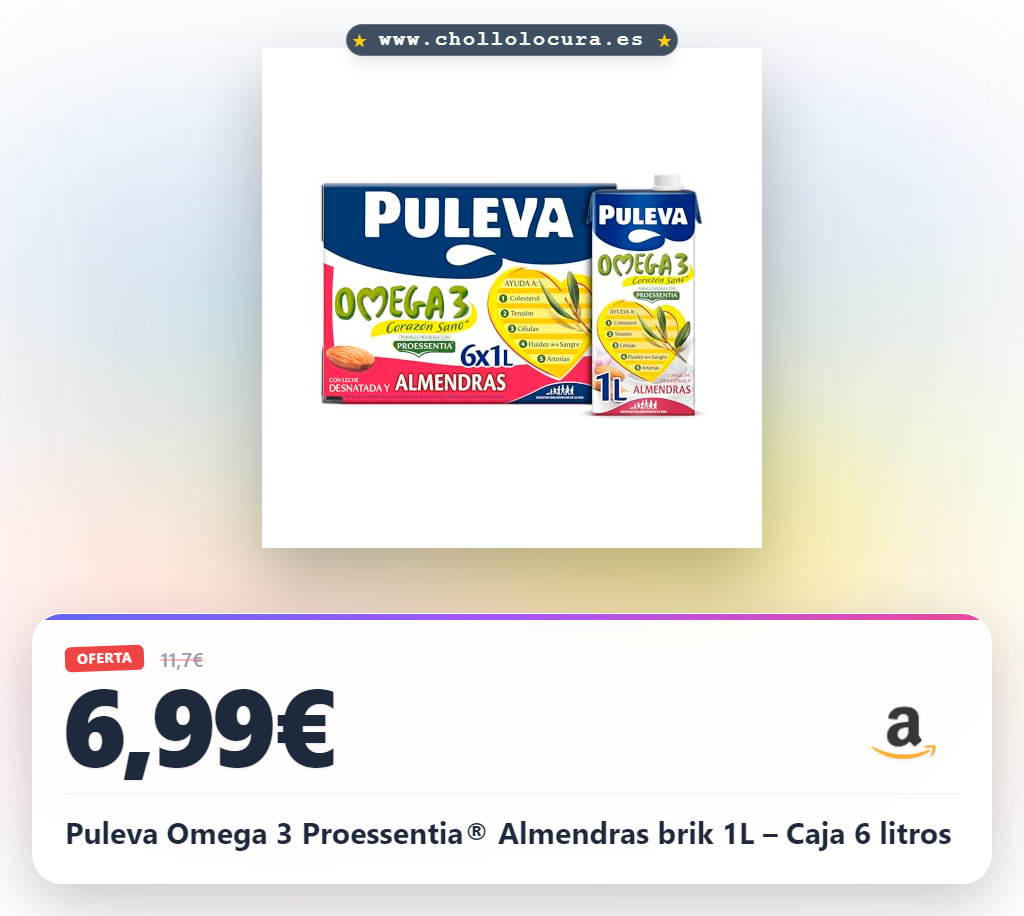 Puleva Omega 3 Proessentia® Almendras brik 1L – Caja 6 litros