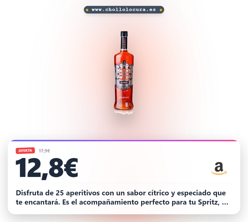 Disfruta el Canti 25 Aperitivo con notas cítricas y especiadas. Aprovecha este Spritz italiano en oferta.