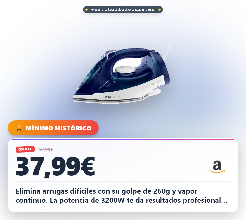 Consigue plancha de vapor profesional 3200W, golpe de 260g y sistema antical 3 en 1.