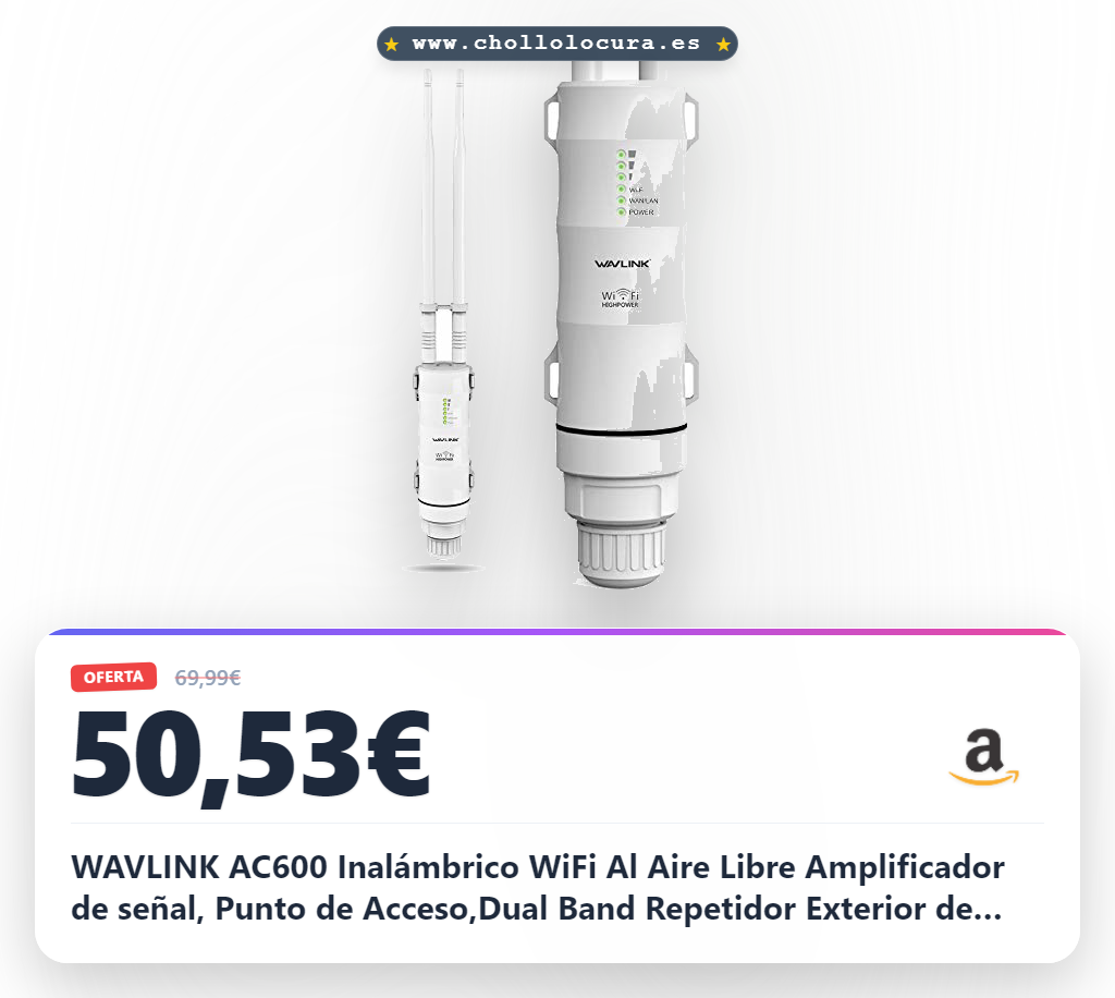 WAVLINK AC600 Inalámbrico WiFi Al Aire Libre Amplificador de señal, Punto de Acceso,Dual Band Repetidor Exterior de WiFi,Modelo de PoE pasivo,2.4GHz 150Mbps + 5GHz 433Mbps,Ideal para Wi-Fi de jardín