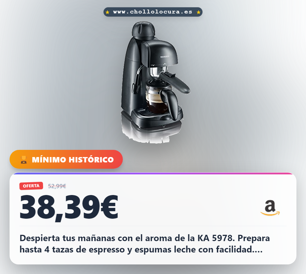 Aprovecha la Cafetera Espresso Severin KA 5978, prepara hasta 4 tazas con vapor al mejor precio