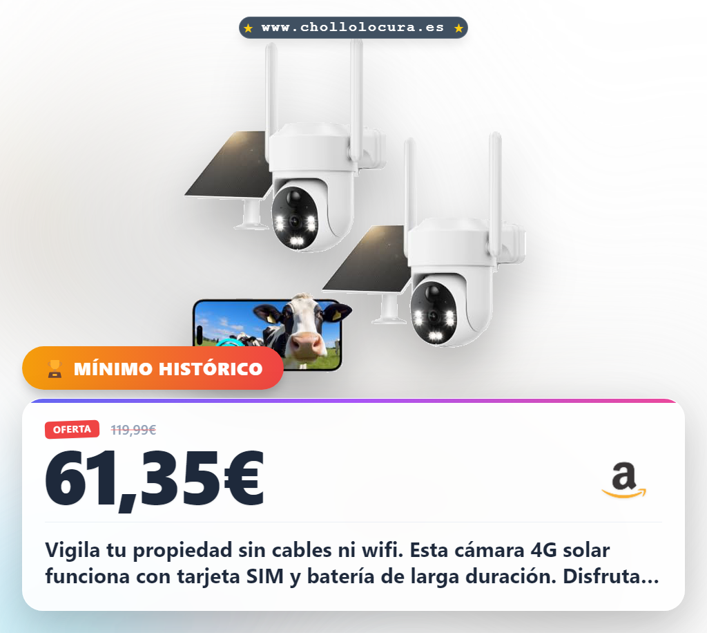 Aprovecha esta cámara de vigilancia 4G solar sin internet con tarjeta SIM y 2K HD a precio de chollo