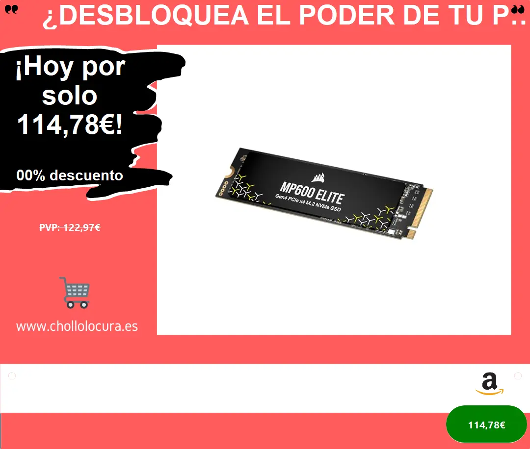 ¿Desbloquea el poder de tu PC con la velocidad extremo del Corsair MP600 Elite SSD NVMe M.2 PCIe Gen4 x4? ¡Leer y escribir a velocidades increíbles de hasta 7.000 MB/s!