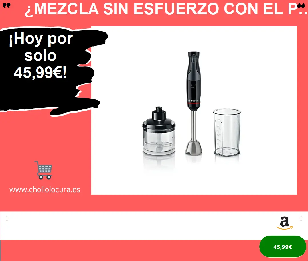 ¿Mezcla sin esfuerzo con el potente motor de 1000 vatios y control dinámico de velocidad? Descubre la batidora de mano ErgoMaster Serie 4 de Bosch Hogar!