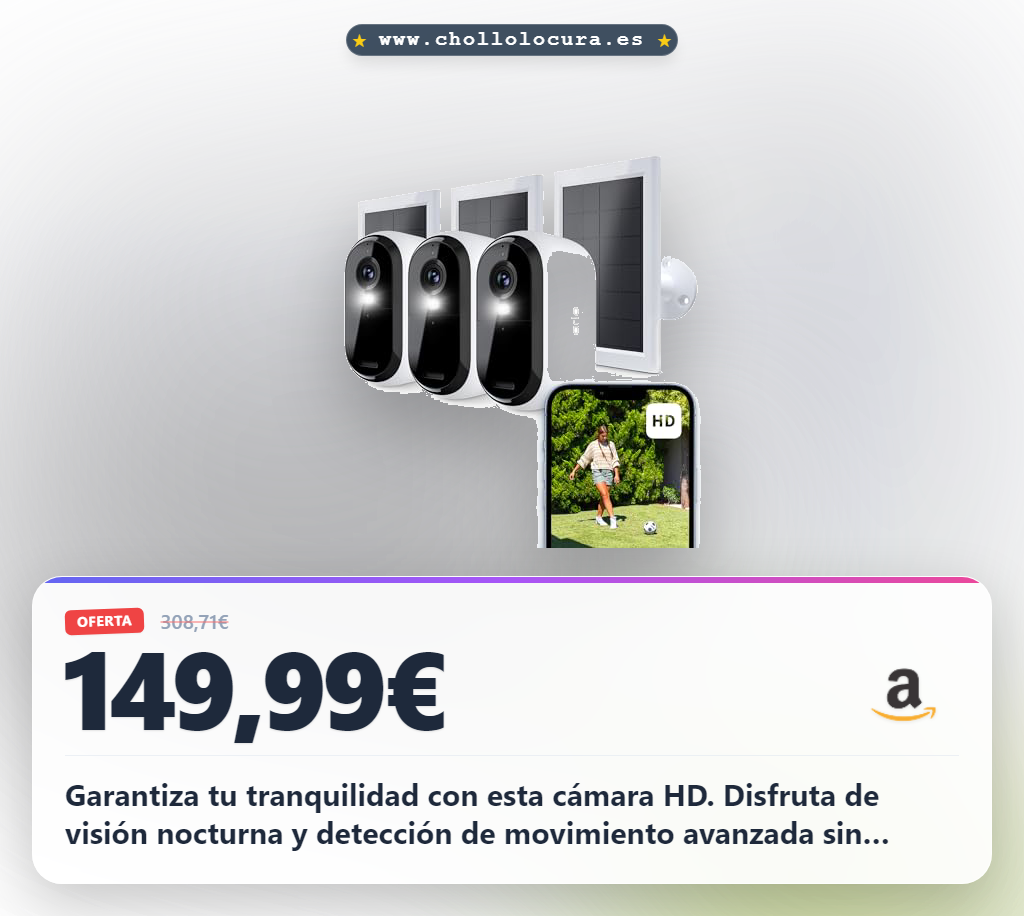 Aprovecha cámara de seguridad exterior HD con visión nocturna y panel solar sin suscripción al mejor precio