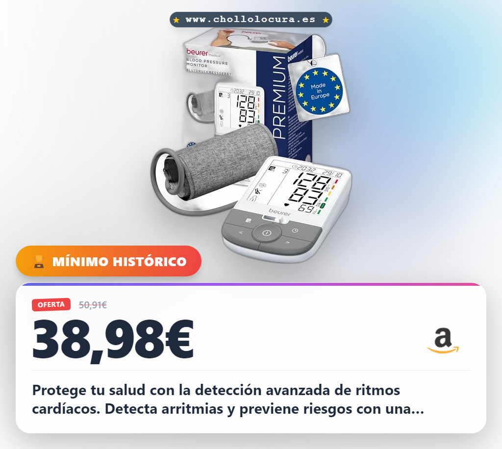 Consigue el tensiómetro Beurer BM 53 de brazo. Mide con precisión y detecta arritmias con su diario digital.