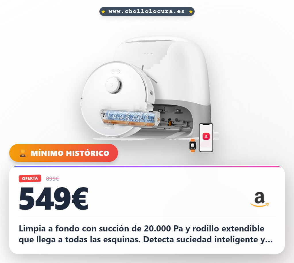 Compra el robot aspirador Roborock Qrevo Curv 2 Flow con autovaciado y rodillo extendible al mejor precio