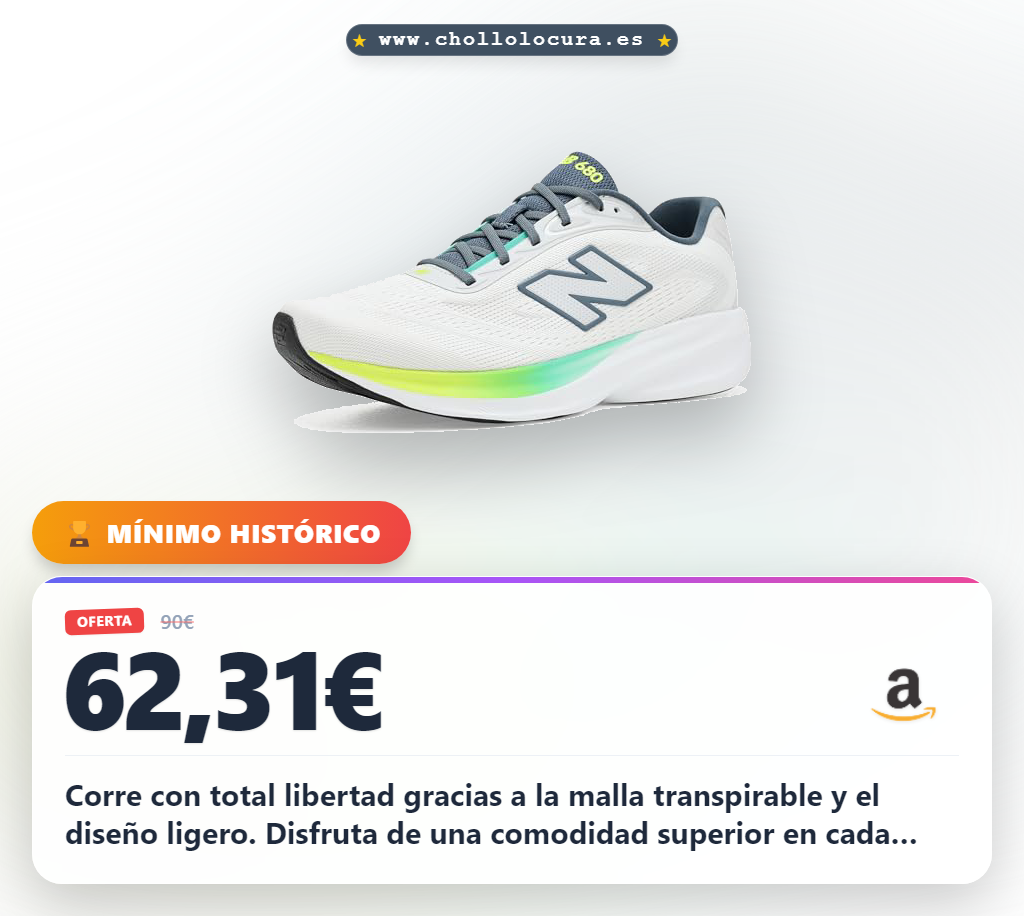 Consigue las zapatillas New Balance 680 con malla transpirable y suela de goma para correr al mejor precio