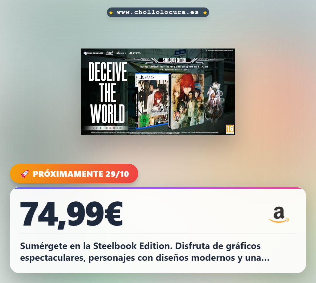 Consigue el Steelbook STEINS;GATE RE:BOOT PS5 con contenido exclusivo y mejor precio para disfrutar hoy.